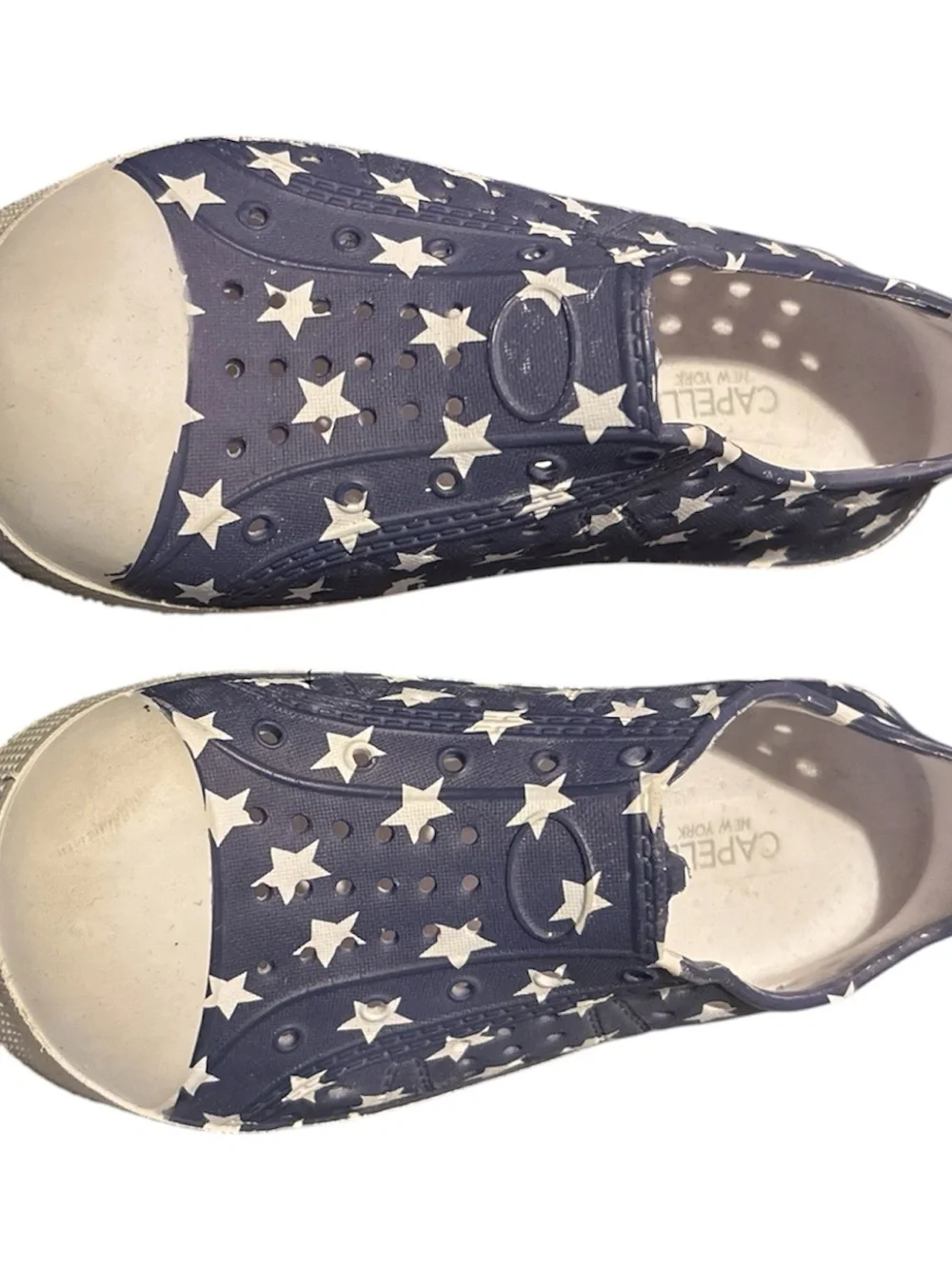 Capelli of New York Navy Blue and White Star Slip-On Kids Shoes